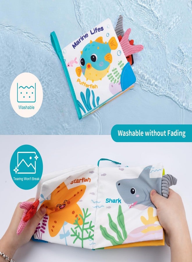 Love&Mini Baby Cloth Book Toys - Ocean Shark Crinkle Book with Teether, Touch & Feel Soft Books for Babies 6+ Months, Sensory Early Learning Toys, Baby Shower Gifts for Boys & Girls - Image 4